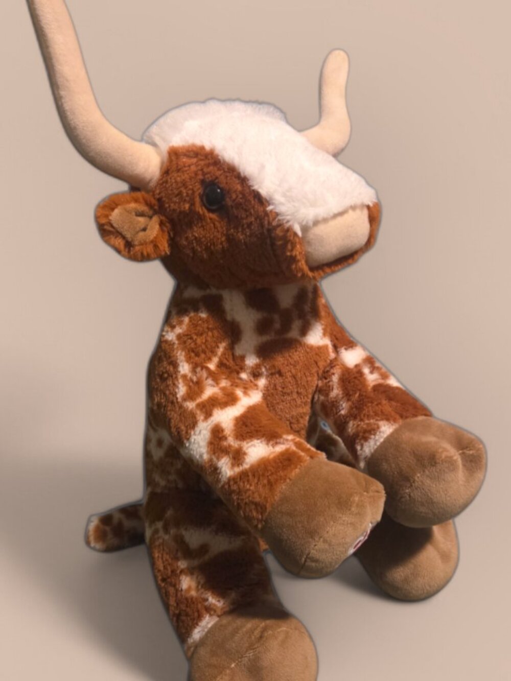 Build A Bear Texas Longhorn Spotted Cow Steer Bull Stuffed Plush Animal BAB - Picture 2 of 9